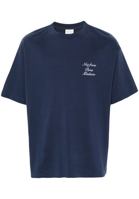 Blue Le T-shirt Slogan Calligraphy T-shirt Drôle de monsieur - men